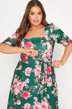 YOURS LONDON Curve Green Floral Square Neck Dress -Luna Looks Zone 8085561b 8eee 4e 161733 D