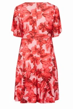 YOURS LONDON Curve Pink Tropical Floral Print Wrap Dress -Luna Looks Zone 80ba11d4 df8f 42 162202 Y