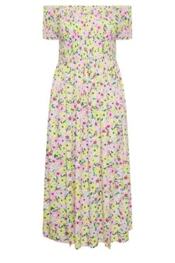YOURS Curve White Floral Print Shirred Maxi Dress -Luna Looks Zone 80cb6227 35d7 40 137342 X