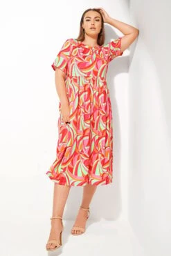 LIMITED COLLECTION Curve Bright Pink Abstract Print Midaxi Smock Dress -Luna Looks Zone 80f6b6fb 32ba 4c 213732 L