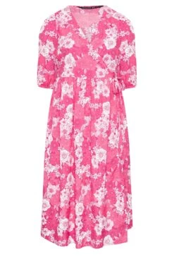 LIMITED COLLECTION Curve Pink Floral Wrap Midaxi Dress -Luna Looks Zone 8192ccb3 71f5 4e 215505 X