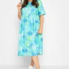 LIMITED COLLECTION Curve Blue Tie Dye Midaxi Smock Dress
