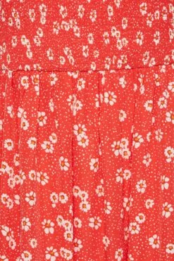 YOURS Curve Red Daisy Print Shirred Midi Dress -Luna Looks Zone 8210a6f2 0863 41 137301 Z