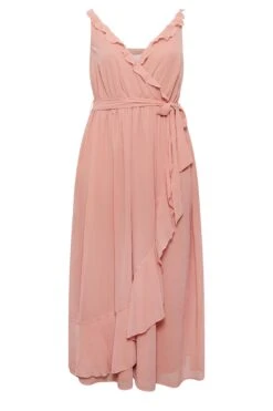 YOURS LONDON Curve Pink Ruffle Wrap Dress -Luna Looks Zone 82d680d4 d94d 4d 161887 X