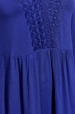 YOURS Curve Blue Crochet Trim Long Sleeve Tunic Top -Luna Looks Zone 8332b188 c48f 4b 320340 Z