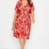 YOURS LONDON Curve Pink Tropical Floral Print Wrap Dress
