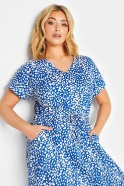 YOURS Curve Cobalt Blue Animal Print Maxi T-Shirt Dress -Luna Looks Zone 839cc9cf 1876 4a 137299 D