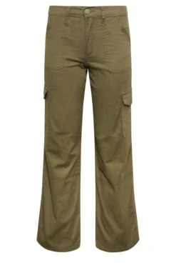 YOURS PETITE Curve Khaki Green Twill Cargo Trousers -Luna Looks Zone 84b4fe6a 6822 43 174538 X