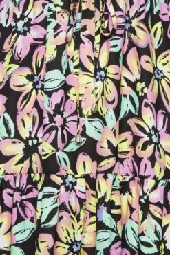 YOURS Curve Black Neon Floral Tiered Midi Dress -Luna Looks Zone 8510b377 4f0b 44 137334 Z