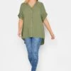 YOURS Curve Khaki Green Button Through Shirt