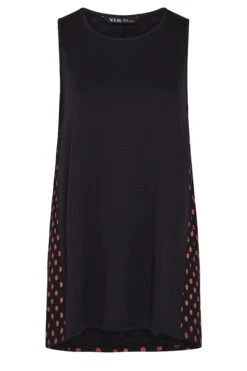 YOURS Curve Black & Red Back Polka Dot Print Vest Top -Luna Looks Zone 854ee43a 38c0 45 302254 X