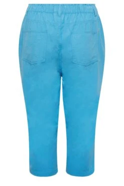 YOURS Curve Bright Blue Cotton Cropped Trousers -Luna Looks Zone 858443ff 808d 41 144792 Y