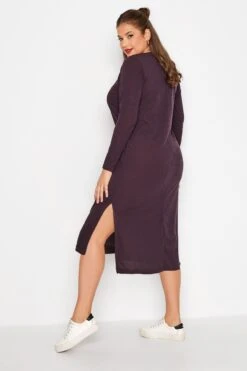 LIMITED COLLECTION Curve Purple Ribbed Dress -Luna Looks Zone 85b1f7b2 4afd 40 215185 C