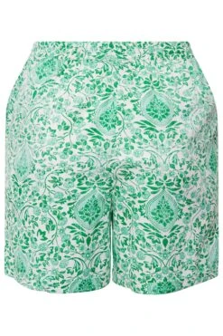 LIMITED COLLECTION Curve Green Paisley Print Shorts -Luna Looks Zone 85cee913 7250 4c 215577 Y