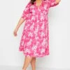 LIMITED COLLECTION Curve Pink Floral Wrap Midaxi Dress