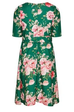 YOURS LONDON Curve Green Floral Square Neck Dress -Luna Looks Zone 86717c8b e1b6 46 161733 Y