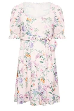 YOURS LONDON Curve Pink Floral Print Puff Sleeve Dress -Luna Looks Zone 86c7b96b 7d0e 47 162203 X