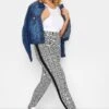 YOURS PETITE Curve Black Check Print Slim Leg Trousers