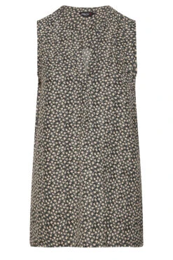 YOURS Curve Black Ditsy Print Pleat Detail Top -Luna Looks Zone 8764b692 ab2d 43 173963 X