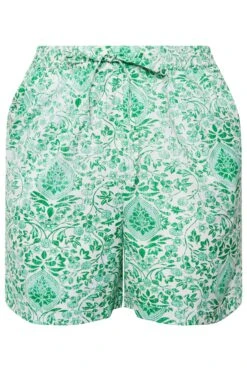 LIMITED COLLECTION Curve Green Paisley Print Shorts -Luna Looks Zone 877b1a72 ceb4 41 215577 X