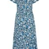 YOURS PETITE Curve Blue Floral Tie Waist Midaxi Dress