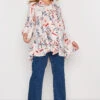 YOURS Curve White & Pink Floral Print Swing Shirt