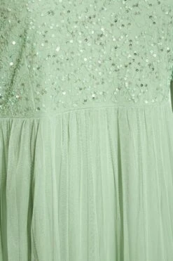 LUXE Curve Sage Green Sequin Hand Embellished Maxi Dress -Luna Looks Zone 898a3a57 85bf 47 161155 S