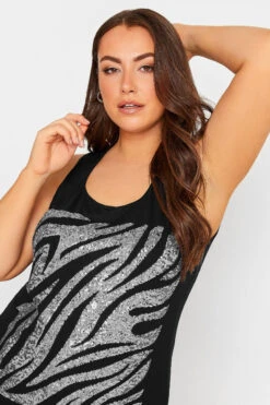 YOURS Curve Black Zebra Print Sequin Vest Top 10 YOURS Curve Black Zebra Print Sequin Vest Top -Luna Looks Zone 89df108f a6f5 46 302091 E
