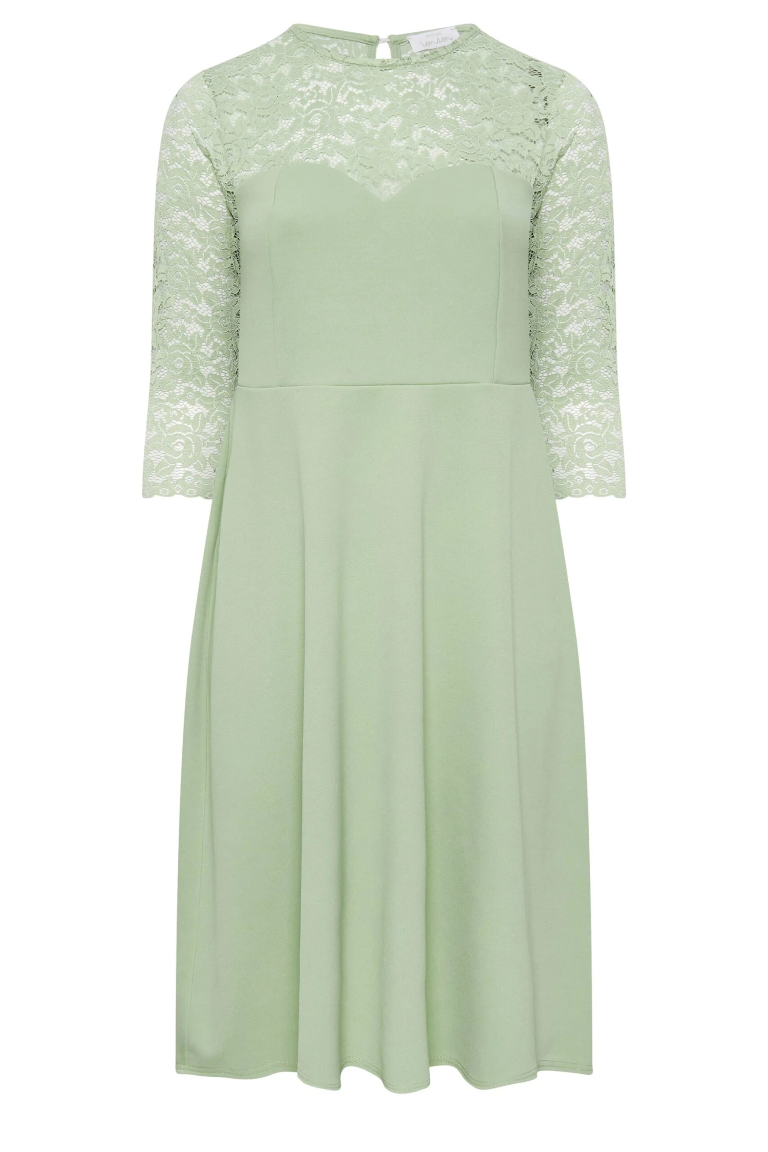 YOURS LONDON Curve Sage Green Lace Sweetheart Midi Dress 5 YOURS LONDON Curve Sage Green Lace Sweetheart Midi Dress - Image 5