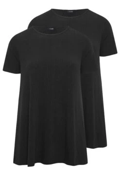 YOURS Curve 2 PACK Black Ribbed Swing Tops -Luna Looks Zone 8a419307 e1a1 47 320952 XS