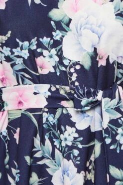 YOURS LONDON Curve Navy Blue & Pink Floral Mesh Panel Skater Dress -Luna Looks Zone 8a849b4a 7d9c 45 162041 Z