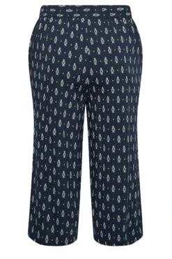 YOURS Curve Navy Blue Paisley Print Cropped Trousers -Luna Looks Zone 8af770ab 689c 4e 143384 Y