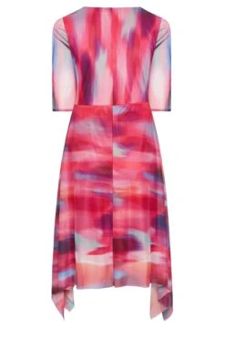 YOURS LONDON Curve Pink Abstract Print Mesh Wrap Dress -Luna Looks Zone 8b1377a5 234c 4a 162121 Y