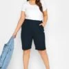 YOURS Curve Navy Blue Cool Cotton Shorts