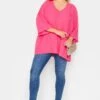 YOURS LONDON Curve Bright Pink Chiffon Cape Blouse