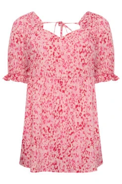 LIMITED COLLECTION Curve Pink Animal Print Puff Sleeve Top -Luna Looks Zone 8b851b54 6c7b 46 215518 X