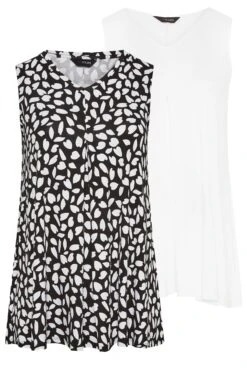 YOURS 2 PACK Curve Black & White Pleat Front Vest Tops 18 YOURS 2 PACK Curve Black & White Pleat Front Vest Tops -Luna Looks Zone 8bc28c88 7a72 4a 320794 XS