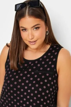 YOURS Curve Black Dot Print Pocket Detail Vest Top -Luna Looks Zone 8c4c7394 7f3e 43 302247 D