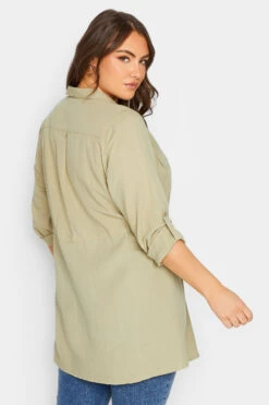 YOURS Curve Beige Brown Utility Tunic Linen Look Shirt -Luna Looks Zone 8c6a3b0c 6ed6 44 131753 C