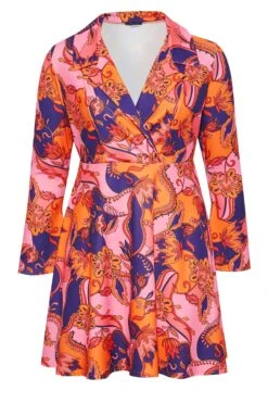 LIMITED COLLECTION Curve Pink & Orange Paisley Print Blazer Dress -Luna Looks Zone 8c8f71b4 a680 4b 215099 X