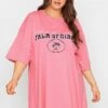 YOURS 2 PACK Curve Pink & Navy Blue Oversized Slogan Tunic Tops