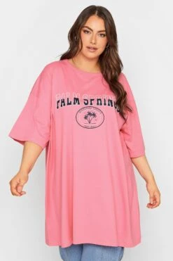 YOURS 2 PACK Curve Pink & Navy Blue Oversized Slogan Tunic Tops