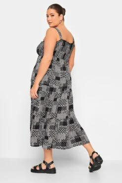 YOURS Curve Black Patchwork Print Shirred Strappy Sundress -Luna Looks Zone 8e1877d2 f6d8 41 137463 C