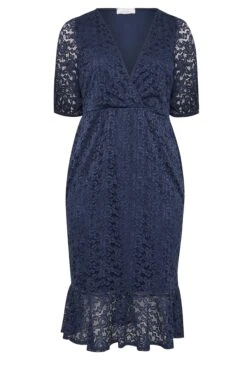 YOURS LONDON Navy Blue Lace Wrap Dress -Luna Looks Zone 8e4b4a94 03fa 4d 162183 X