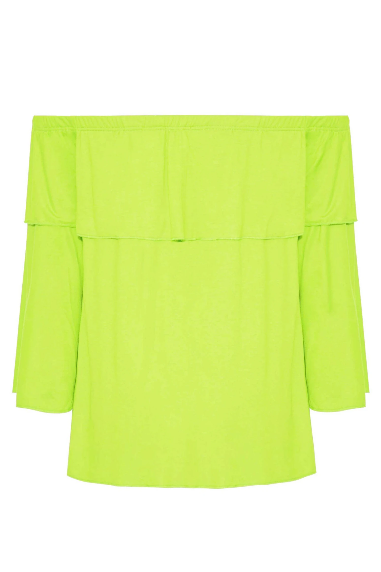 LIMITED COLLECTION Curve Lime Green Frill Bardot Top 6 LIMITED COLLECTION Curve Lime Green Frill Bardot Top - Image 6