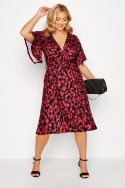 YOURS LONDON Curve Red Animal Print Wrap Dress