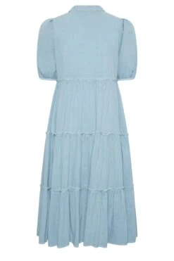 YOURS Curve Blue Acid Wash Tiered Chambray Denim Shirt Dress -Luna Looks Zone 8f3b3c32 37c6 4c 137436 Y
