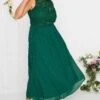 YOURS LONDON Curve Forest Green Lace Front Chiffon Maxi Dress
