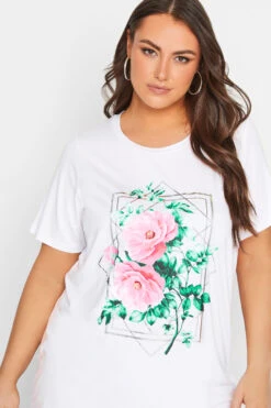 YOURS Curve White Floral Foil Print T-Shirt -Luna Looks Zone 8fa0607e 7c62 45 302179 D