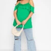 YOURS Curve Apple Green Frill Cold Shoulder Top